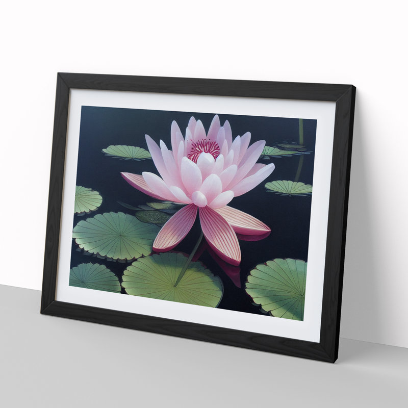 Soulful Water Lily Flower - Framed Print, Black, 25cm H x 34cm W x 2cm D