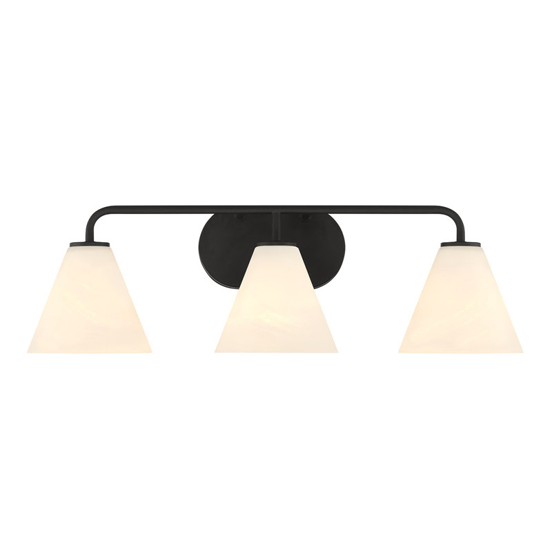  Blair 3-Light Bathroom Vanity Light in Matte Black, 8" H x 25.5" W x 25.5" D, Black, 3 Lights