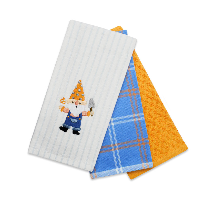 Super Absorbent 3 pack Cotton Tea Towels - Garden Gnome