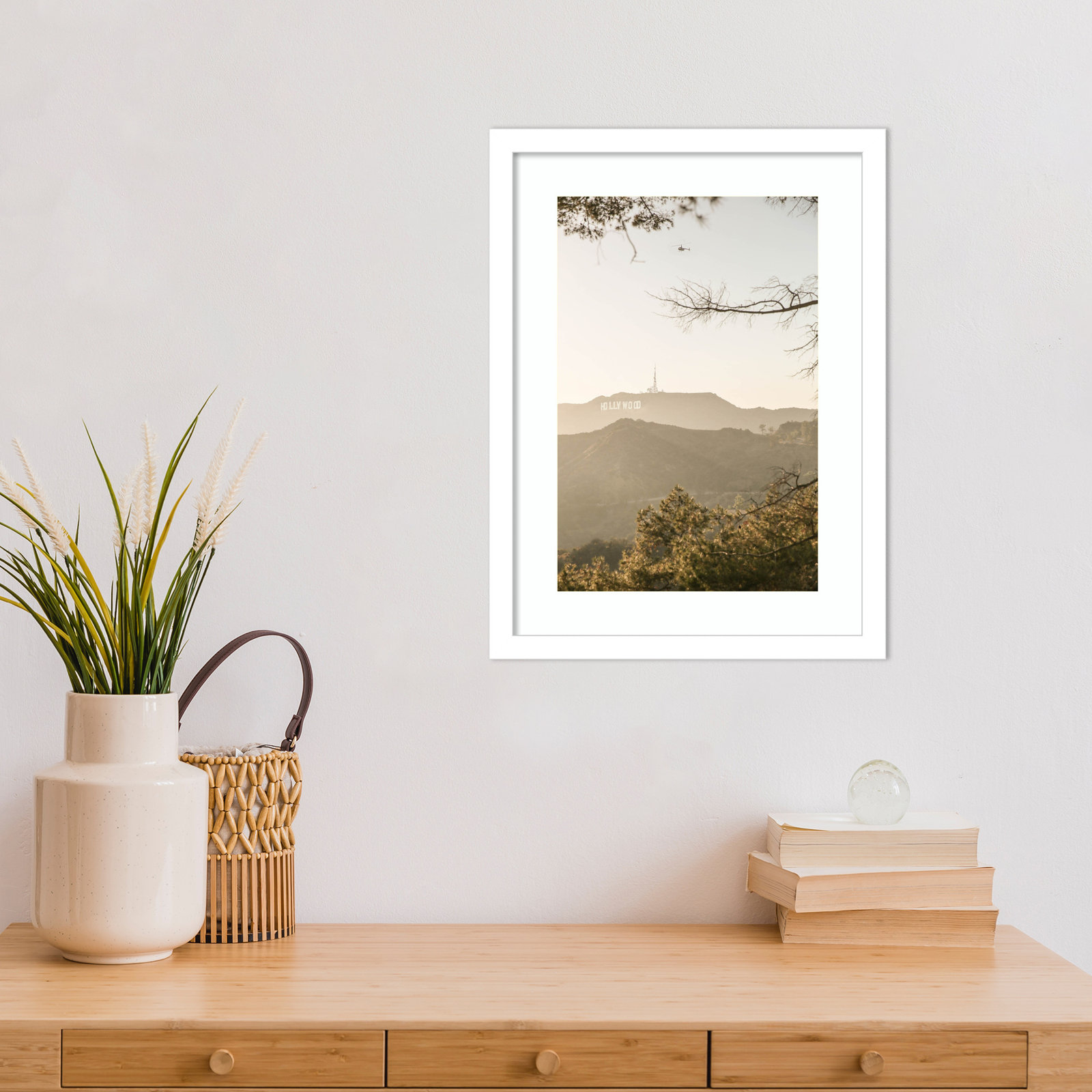 Daisey "Hollywood Hills" Print, White, 17" H x 13" W