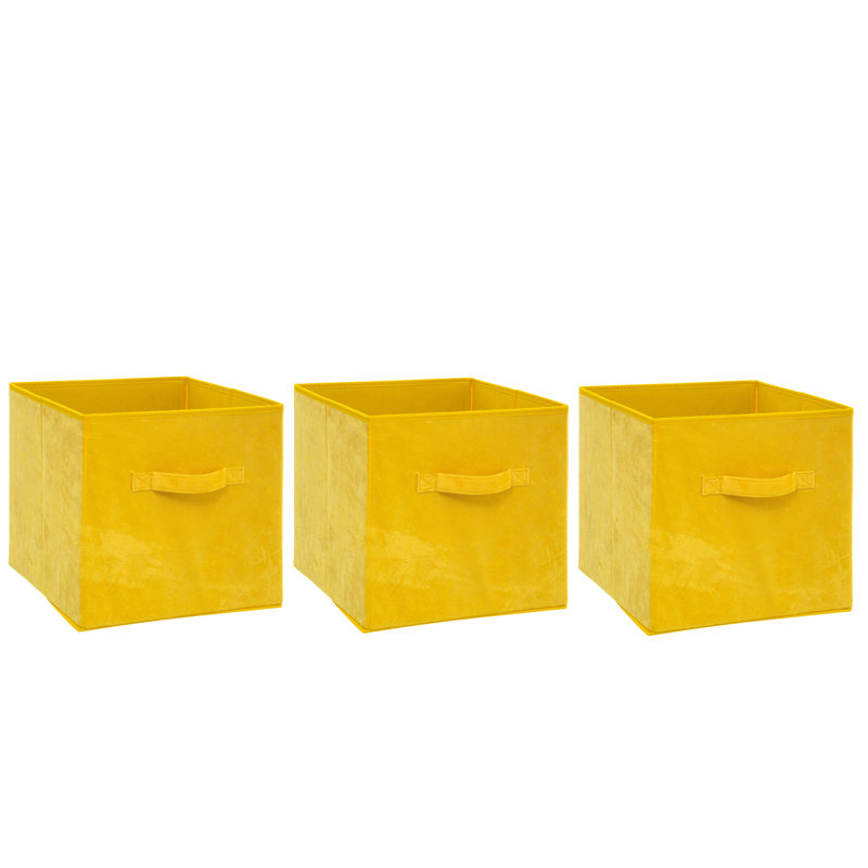 Fabric Velvet 78.74 x 78.74cm Cube Basket, Yellow