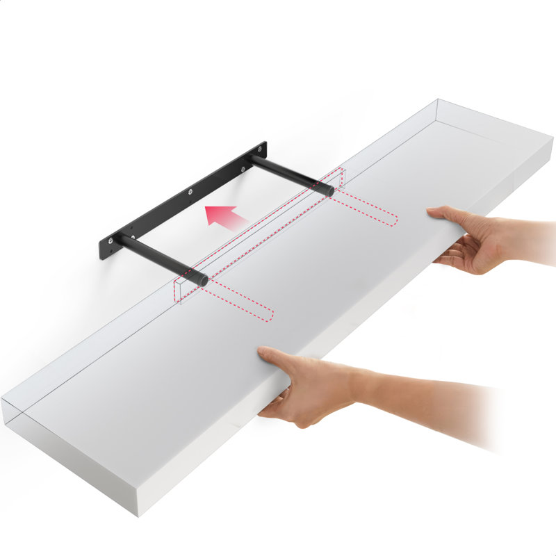 Tablette flottante pour mur Miami, 48 po de long, H 1,5 po x l 48 po x P 8 po, Blanc