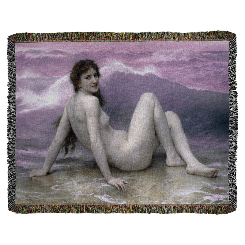 Jeté en coton adolphe bouguereau the wave, Rose