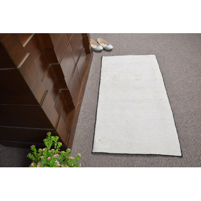 Tapis kilim turc rétro tissé à la main beige - idéal pour les espaces de vie et les petites pièces