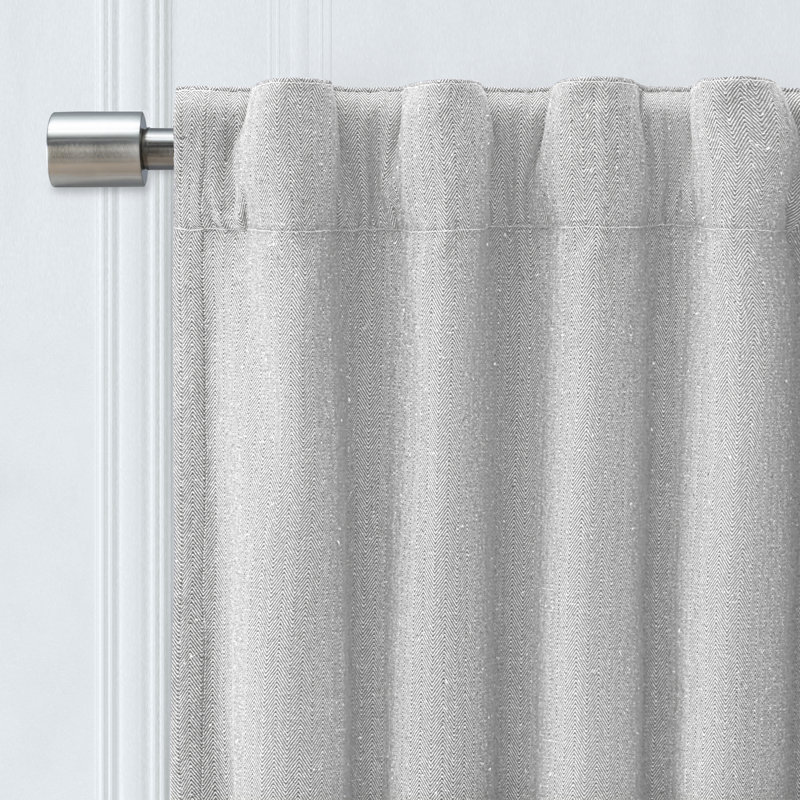 Gray Pleated Cotton Light-Filtering Rod Pocket Panel