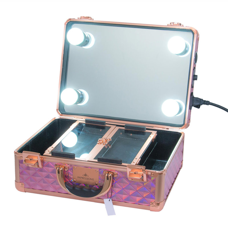 Boîte de rangement pour meuble-lavabo avec lumières et miroir Slay Case 3.0, Rose or sirène