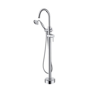 Robinet de baignoire sur pattes à poignée simple avec douche à main