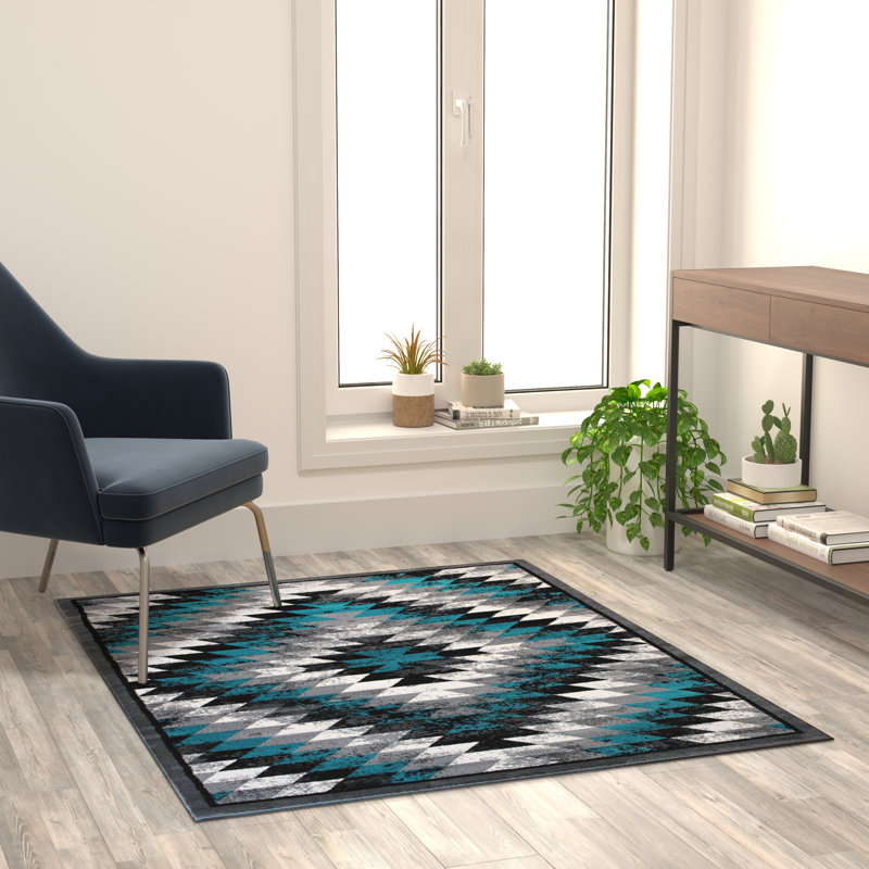 Akwasi Southwestern Style Diamond Patterned Indoor Area Rug, Rectangle 4' x 5'