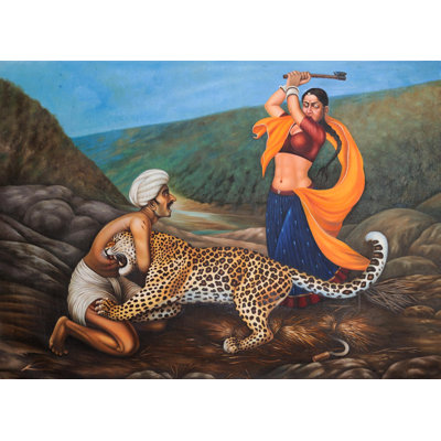 Fear And Fight (Framed Painting) | Oil Painting On Canvas