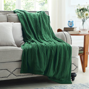 Yara Cable Knit Throw Reverse Faux Rabbit Fur 50" x 60"