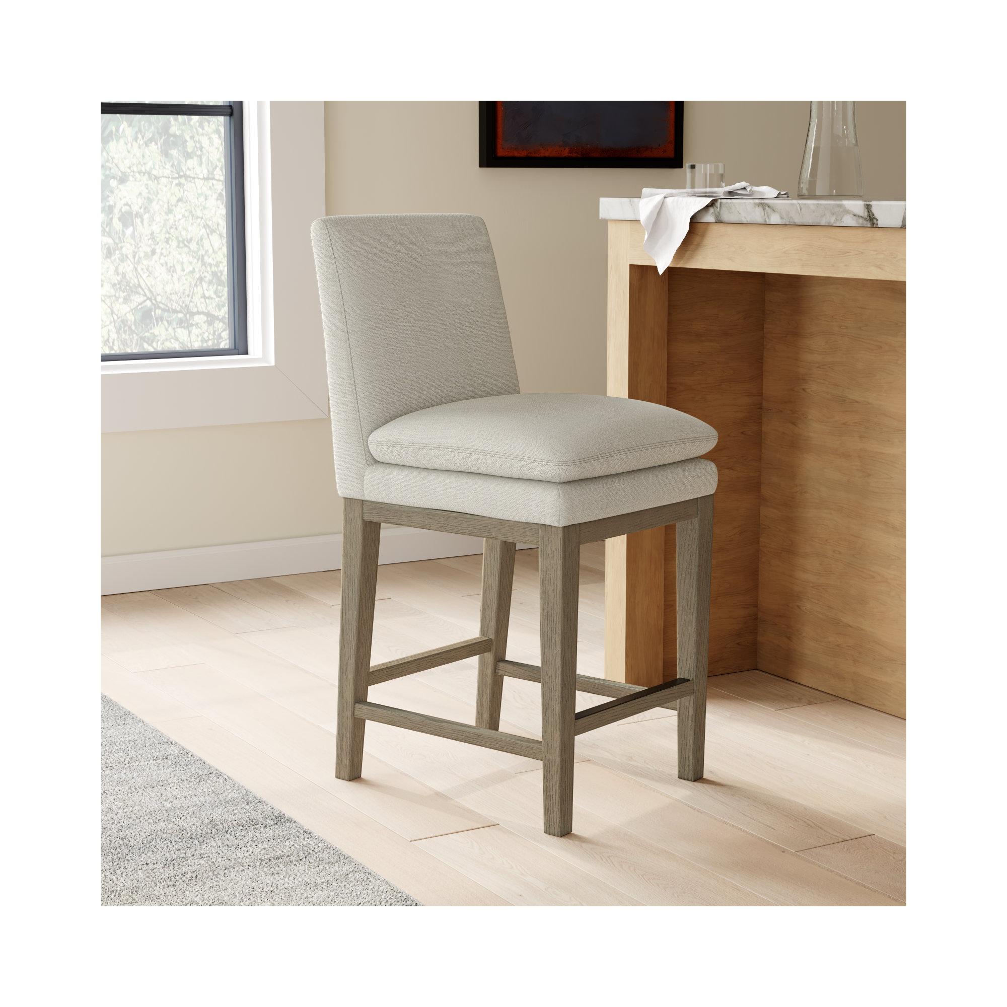 Bethea 26" Counter Stool , Effie Linen Performance Linen