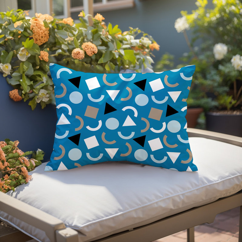 Coussin lombaire réversible intérieur / extérieur Lunko, Rectangle H 18 po x l 25 po, Turquoise