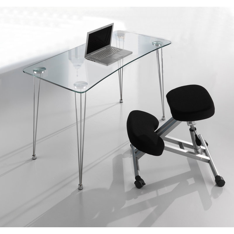 Charissa Glass Top Metal Base Writing Desk