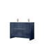 Meuble-lavabo double bleu marine 48 po X P 20 po D, plateau en quartz blanc et robinet en or rose-251052327