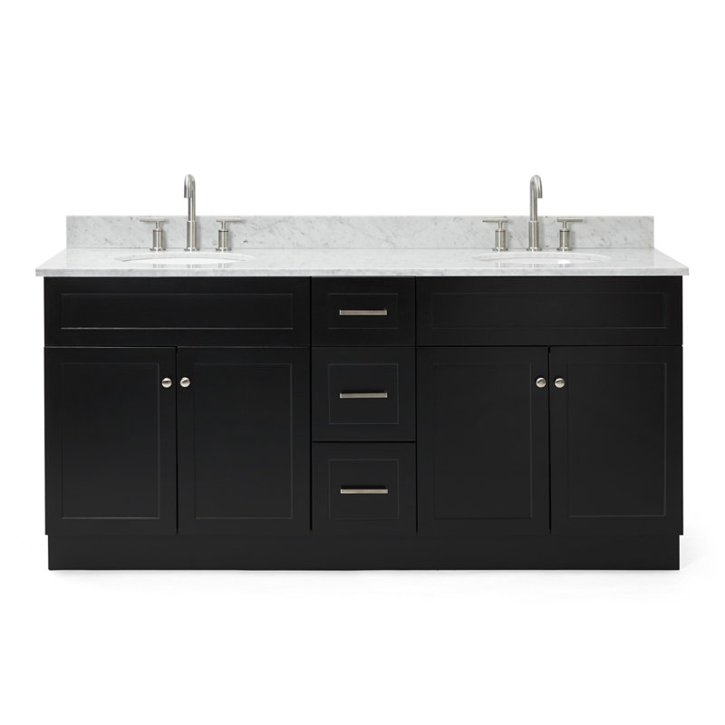 Ensemble de meuble-lavabo double 73 po Partham, Noir