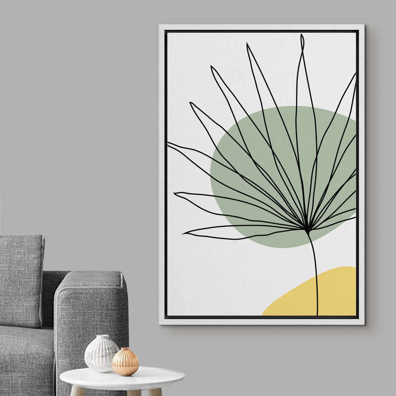 Minimal Botanical Floater Frame Graphic Art on Canvas, 24" H x 16" W x 1.5" D, White Framed