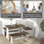 Ensemble de chaises de coin-repas de coin-repas avec rangement et rangement en L pour salle de bain familiale-108926615