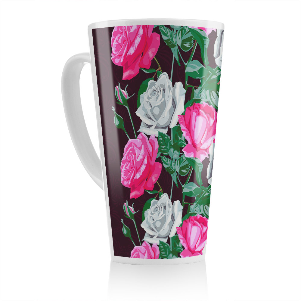 Pattern Of White Flowers Latte Mug