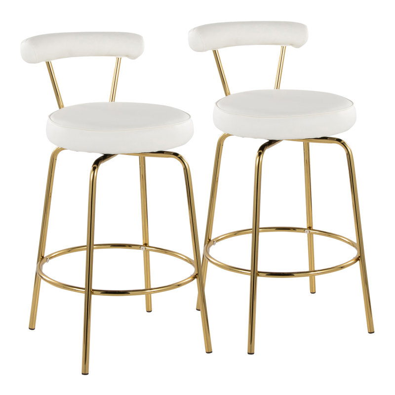 Rhonda 26" Fixed-Height Counter Stool - Set of 2, White