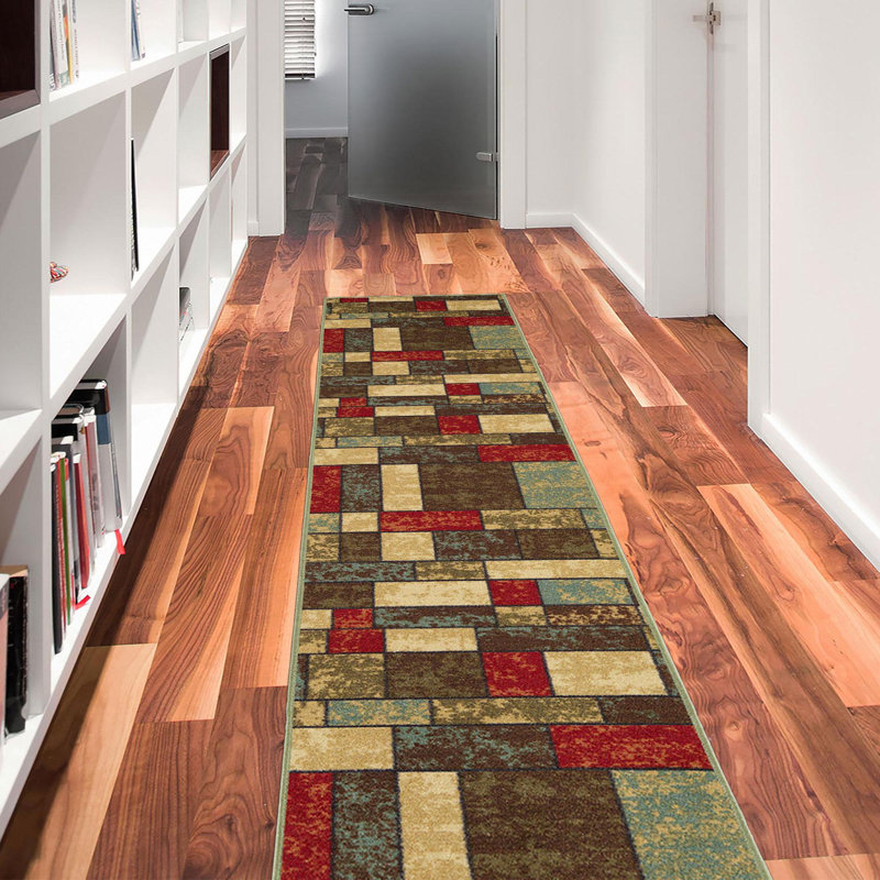 Multicolor Synthetic Non-Slip Runner Rug 1'10" x 7'