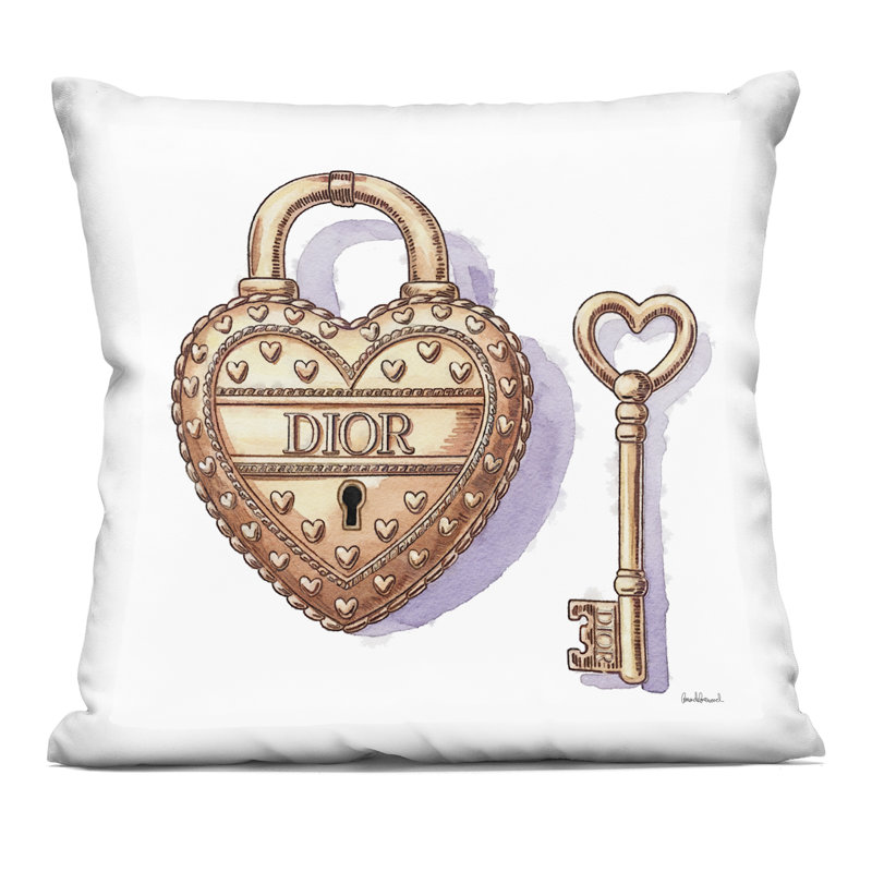 Coussin décoratif imprimé Glam Lock and Key par Amanda Greenwood