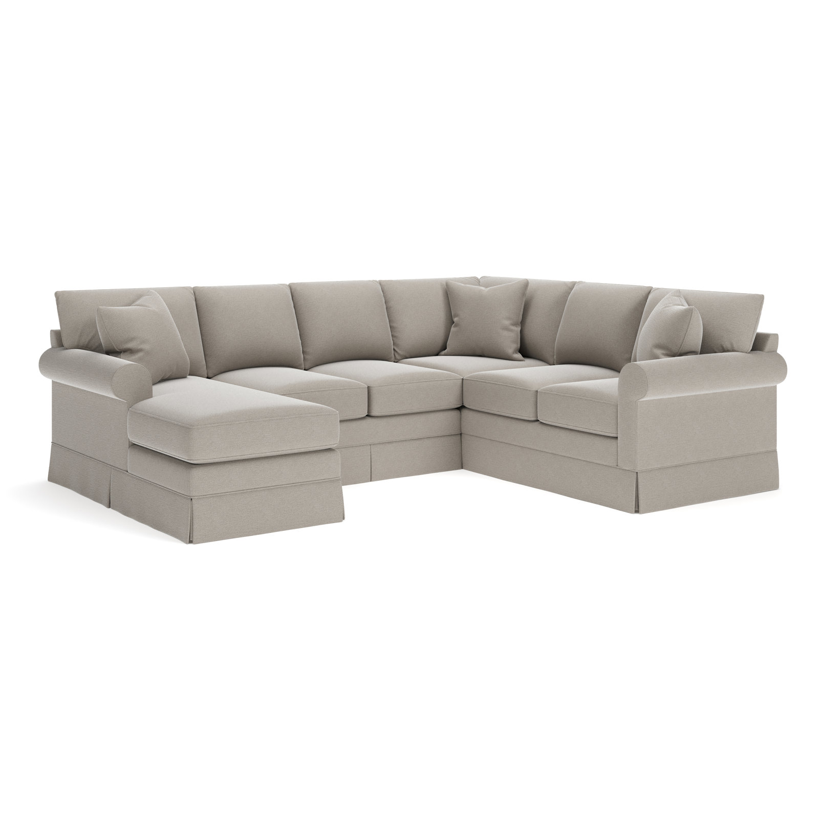 Friedman Upholstered Chaise U-Sectional, Left Hand Facing, Drusky Linen Sustain® Basketweave