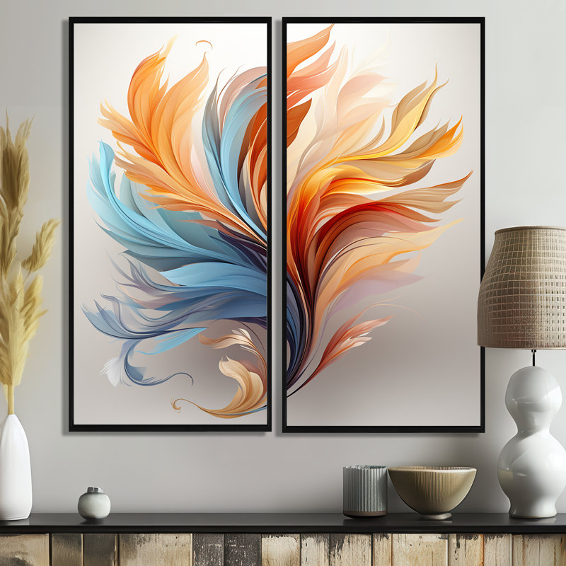 Art mural Liadan - Plumes d'animaux, 20" H x 24" W, Impression encadrée flottante, Black