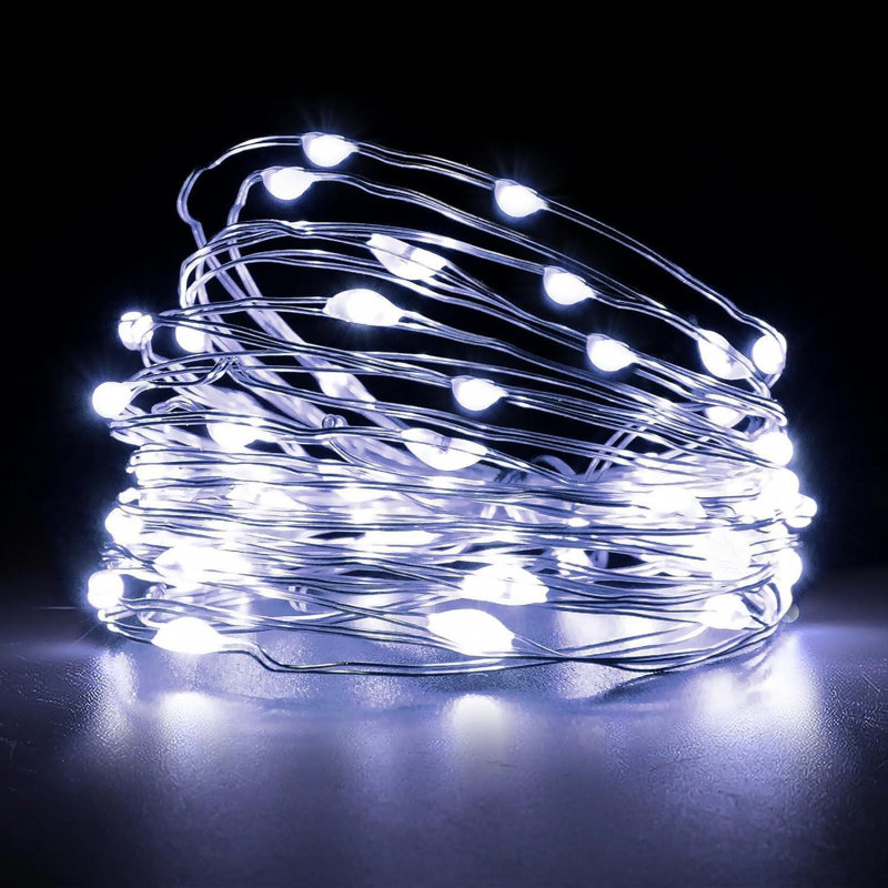 LED Indoor / Outdoor String Lights, White, 10.1cm H x 2cm L x 4cm D