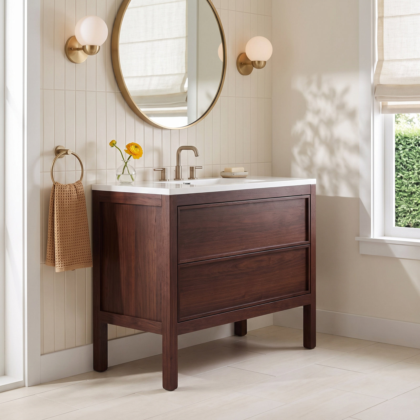 Gonzalo 48'' Single Bathroom Vanity, Dark Walnut