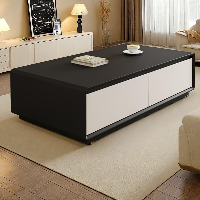 Table basse haut de gamme, H 15 po x L 51,2 po x l 27,6 po, Noir / blanc