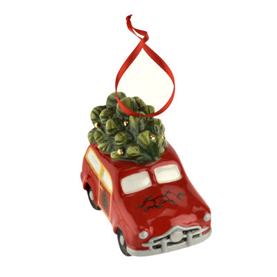 Spode Christmas Tree Station Wagon Ornament 3"