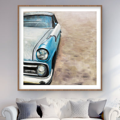 Vieille voiture classique imprimée avec passe-partout mat | Décoration intérieure