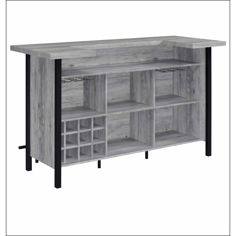 Menimen Grey Driftwood Freestanding Bar Unit