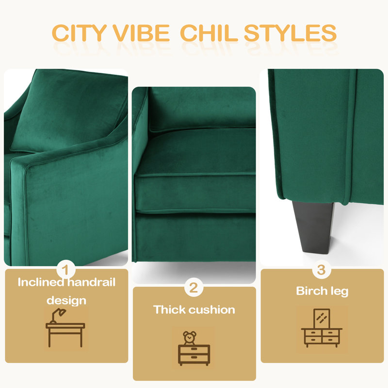 Fauteuil club en velours, Vert