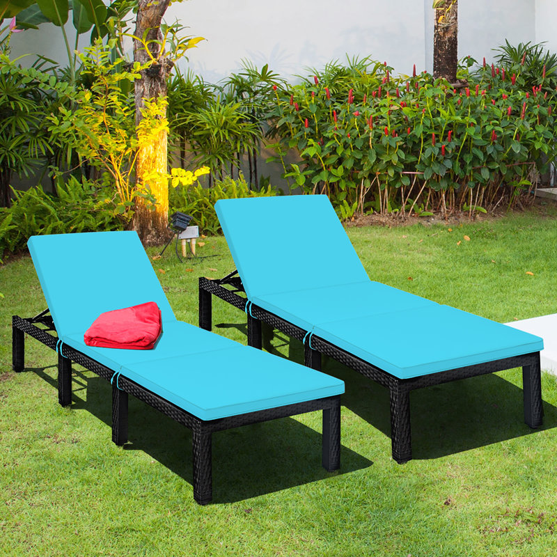 Ensemble de chaises longues inclinables Aryssa, Turquoise