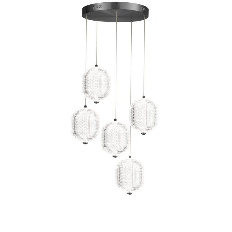 Luminaire suspendu DEL Peri, 5 lumières, Noir mat