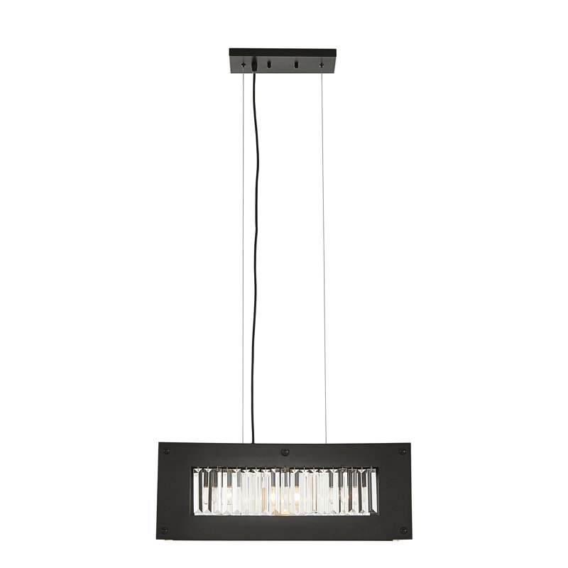 Lustre carré/rectangulaire lanterne 3 lumières avec accents de cristal Striegel