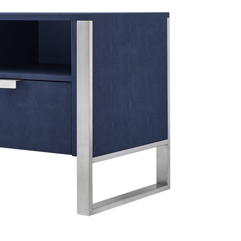 Meuble télé Yadira, Bleu marine / chrome