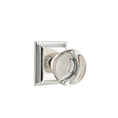 Ensemble de mortaise intérieure Emtek Passage avec rosette Wilshire et bouton de verre Providence (LH)