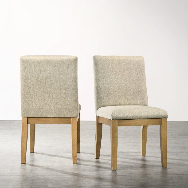 Chaises de salle à manger en bois massif, 2 chaises. Revêtement beige, rembourrage épais. Pieds en ébène / bois flotté pour plus de durabilité. Room Choice 2 chaises contemporaines - Bois, rembourrage en mousse