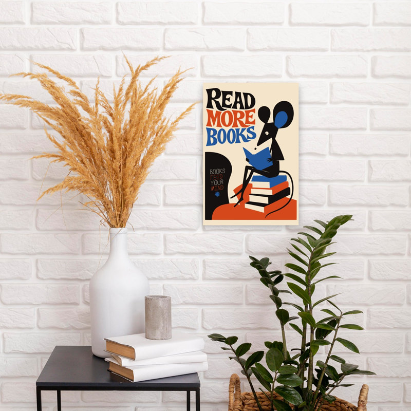 Lire plus de livres Affiche murale rétro vintage avec des animaux, H 18 po x l 12 po