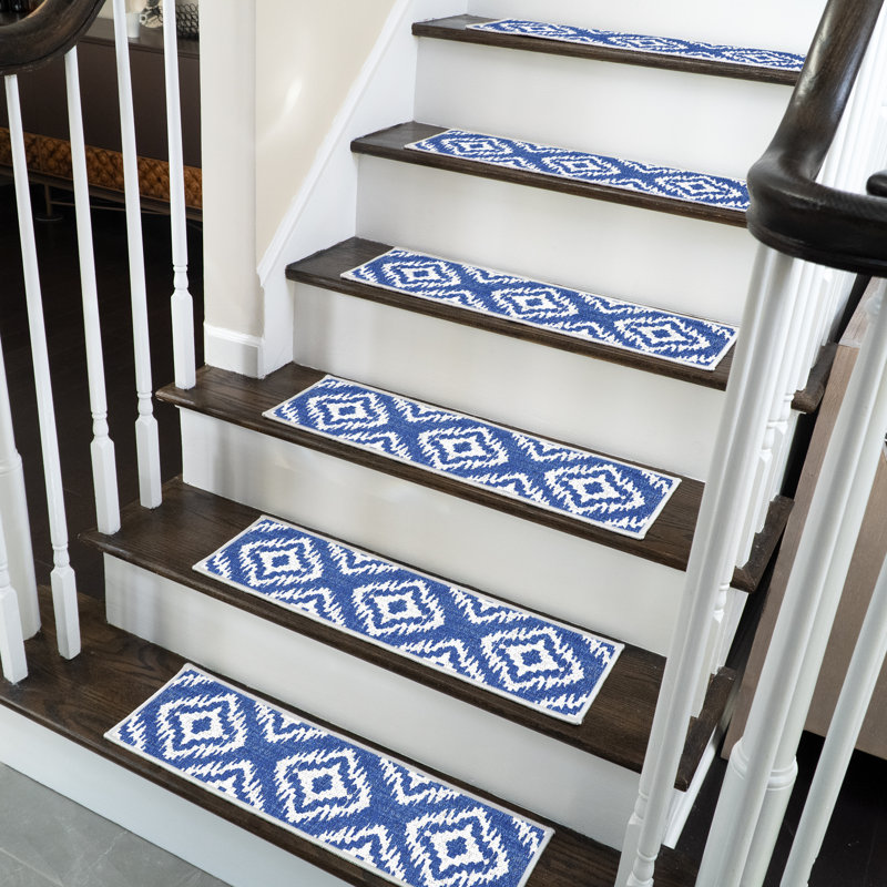 Tapis d'escalier intérieur antidérapant Osnabrock, Bleu marine