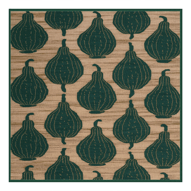  Washable Bottle Gourd Vegetables Area Rug, Carré 5 pi