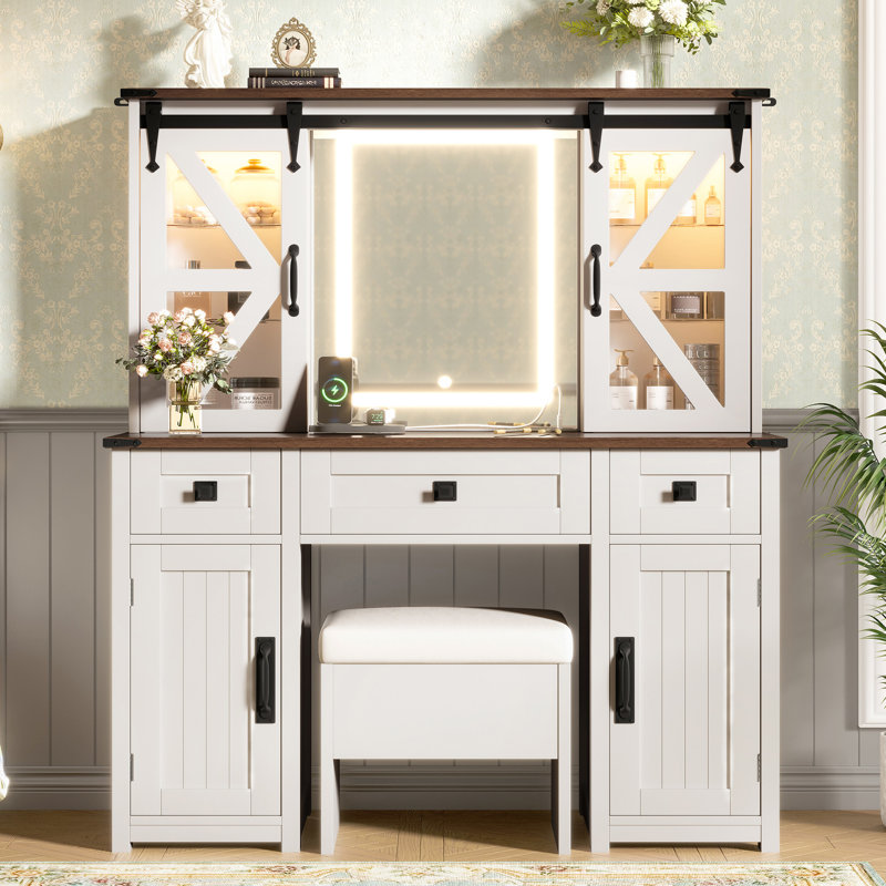 Bureau de coiffeuse 43,3 "avec miroir lumineux