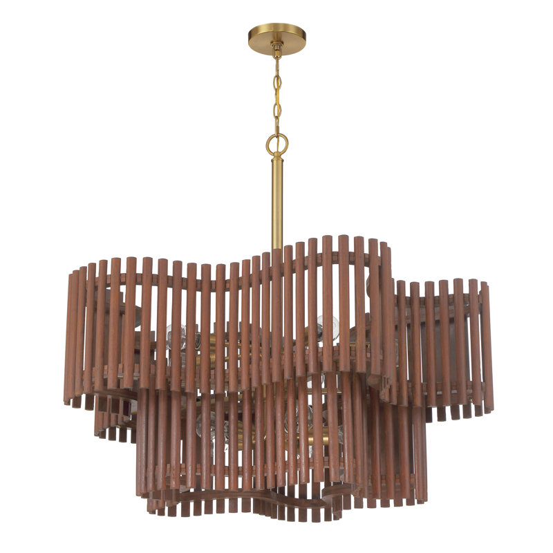 Lustre 10 lumières Freeform, Laiton satiné, Brun