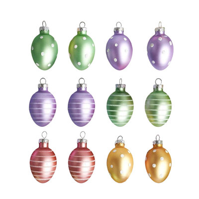 Hand Painted Easter Eggss Decoration Set With 12 Piecesof Easter Glass