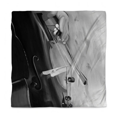 White Musical Instrument Queen Duvet Cover | Cello Home Decor