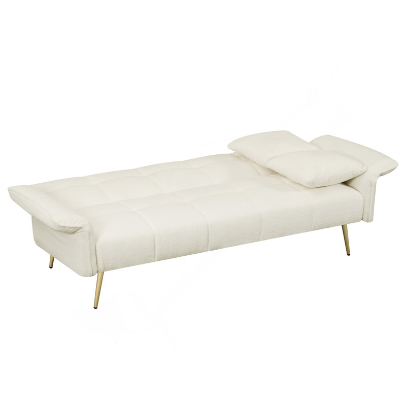70.1 "Futon Sofa Bed, Convertible Double Sofa Bed With Folding Armres For Living Rooms And Small Spaces, Beige