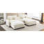 Canapé modulaire en chenille beige de 111 po avec deux repose-pieds amovibles, coussin double, hublots, porte-gobelets, grand rangement et 4 coussins décoratifs pour le salon, beige, coussins décoratifs cachés, respirant-179543766