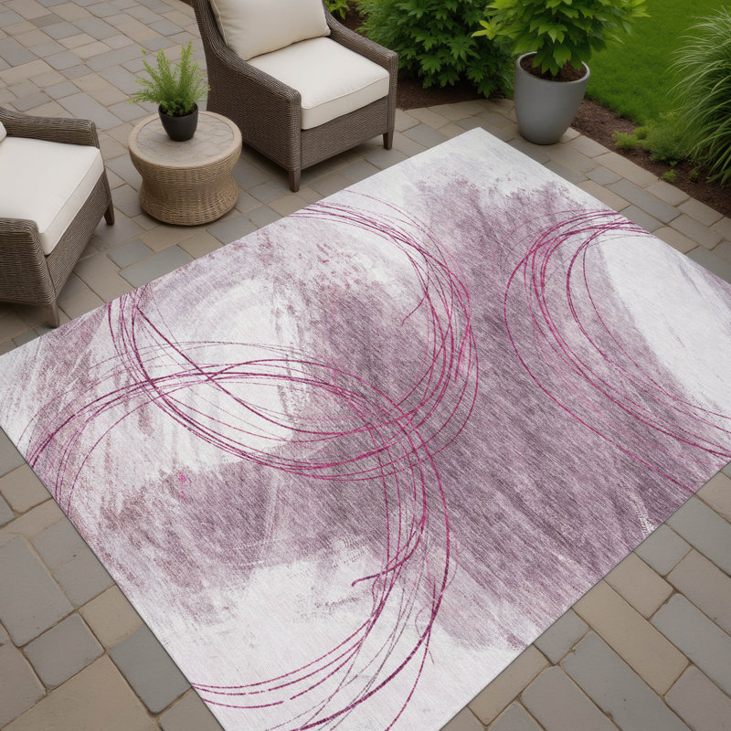 Machine Washable Indoor/Outdoor Chantille ACN2396 Abstract Rug, Rectangle 10' x 14'
